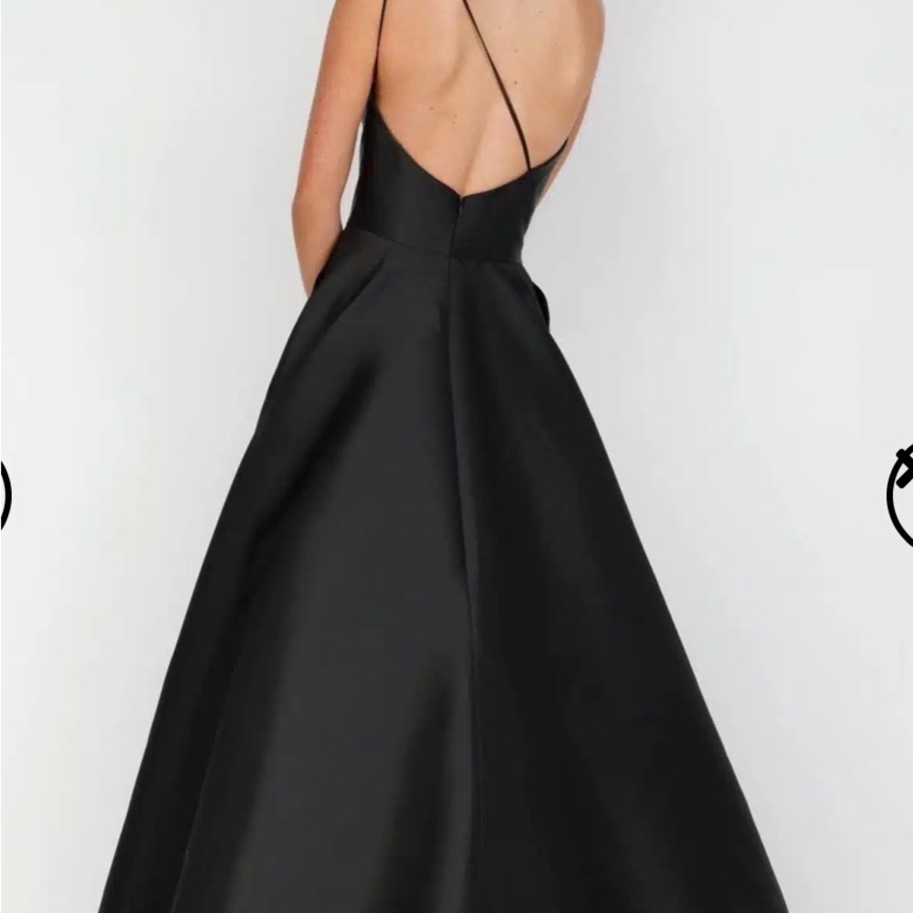 Terani Couture Black One-Shoulder Ball Gown with Gold Leaf Embroidery - Picture 3 of 5